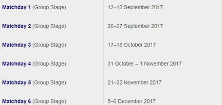 2017 champions league groups